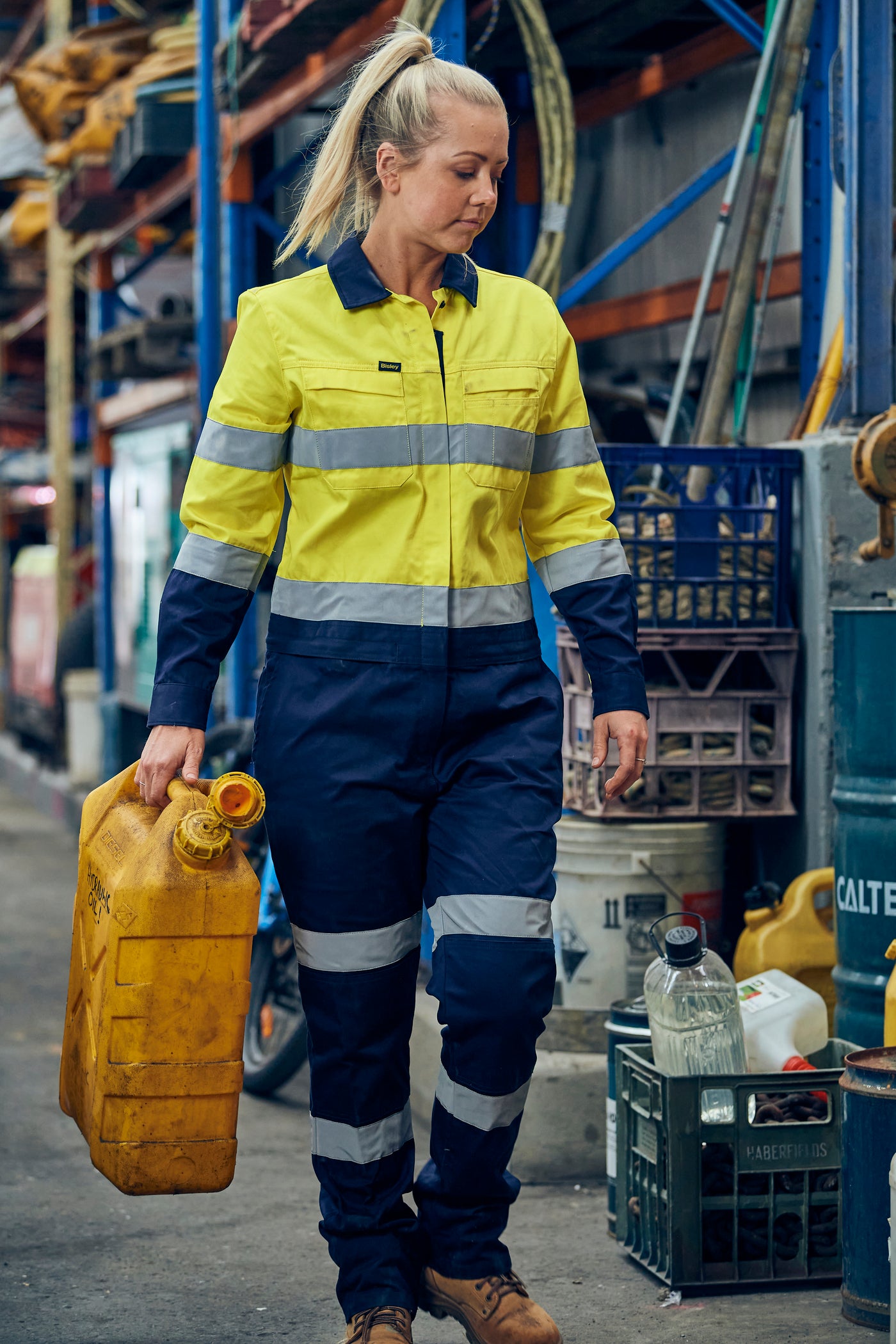 WOMEN'S TAPED HI VIS COTTON DRILL COVERALL BCL6066T