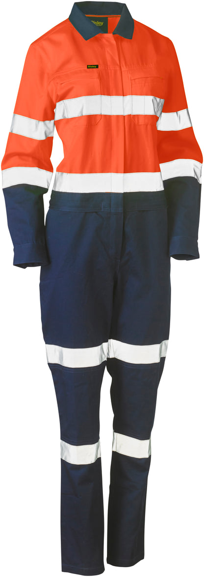 WOMEN'S TAPED HI VIS COTTON DRILL COVERALL BCL6066T