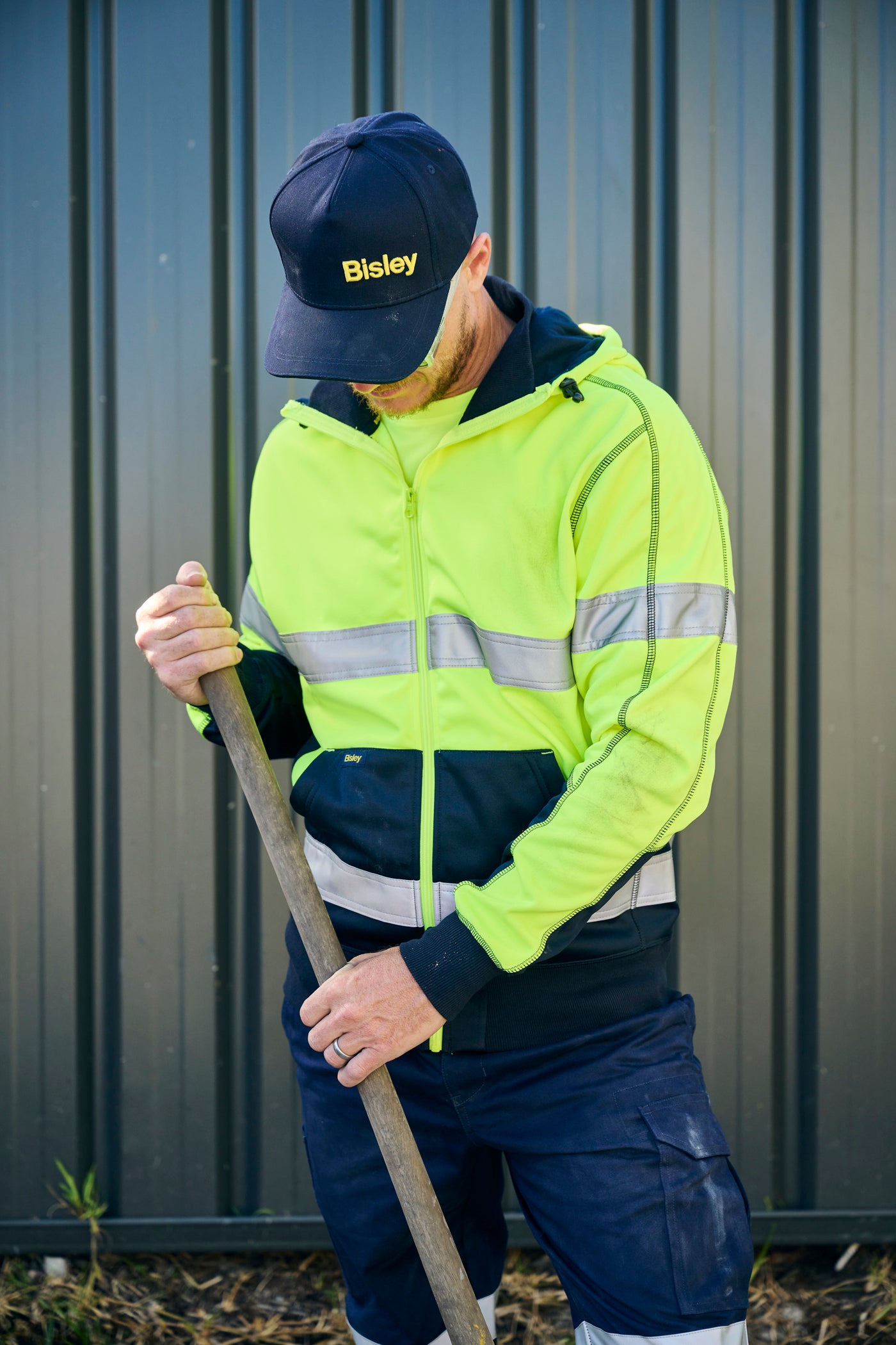 TAPED HI VIS FLEECE HOODIE FULL ZIP BK6819T