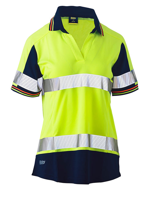 WOMEN'S TAPED TWO TONE HI VIS V-NECK POLO BKL1225T