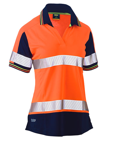 WOMEN'S TAPED TWO TONE HI VIS V-NECK POLO BKL1225T