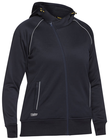 WOMEN'S FLEECE ZIP FRONT HOODIE WITH SHERPA LINING BLK6925