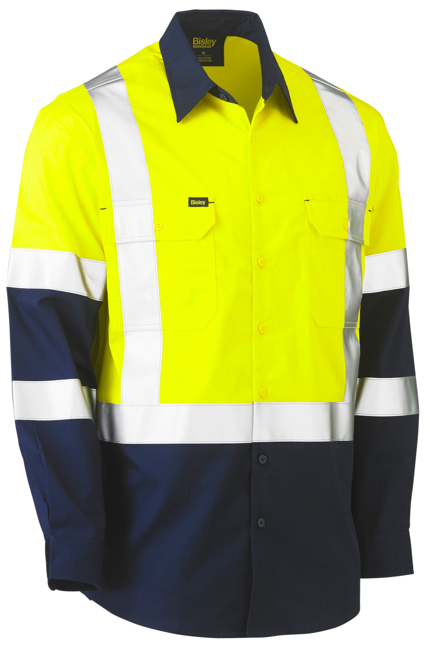 X TAPED BIOMOTION TWO TONE HI VIS LIGHTWEIGHT DRILL SHIRT BS6696XT