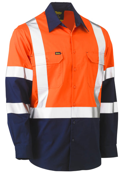 X TAPED BIOMOTION TWO TONE HI VIS LIGHTWEIGHT DRILL SHIRT BS6696XT